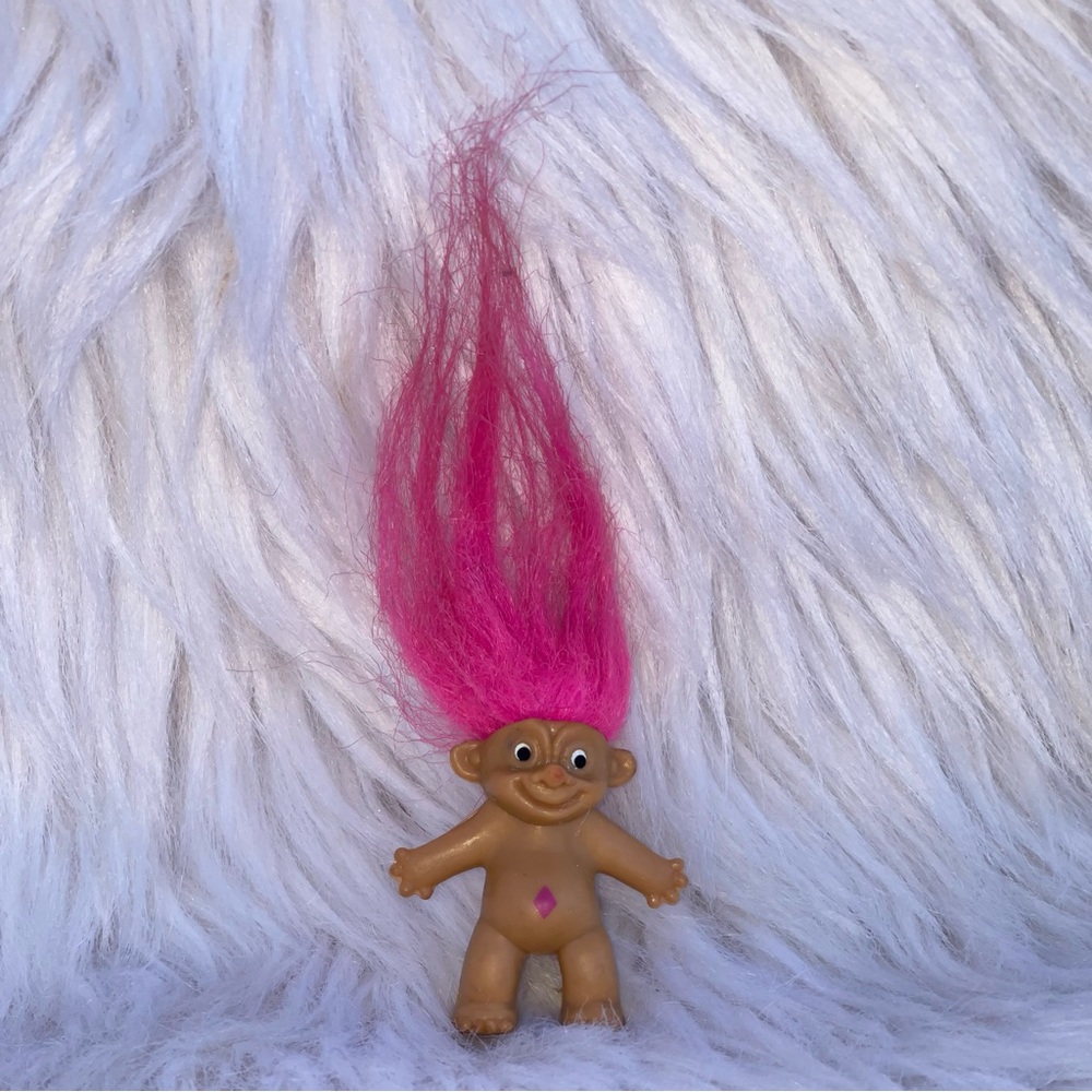 Vintage Treasure Troll Pink Hair With Pink Bellybutton Jewel - Pencil Topper